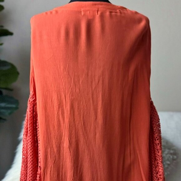 New Velzera Coral Lace Boho Hippie Oversized Relaxed Fit Tunic Shirt s m 1x 2x - Picture 3 of 4